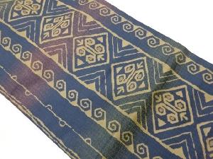 菱に縞・幾何学模様織出し名古屋帯